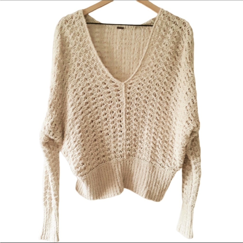 🍁Free People ‘best of you’ Boho Vibes Open Knit V Neck Sweater🍁~med - Picture 2 of 7